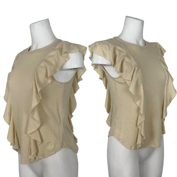 Ted Baker Kathley Frill Tank Top 3 US/8 Linen Blend Cream Sleeveless Ruffles - Picture 3 of 12